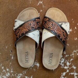 Leather & cow hide sandals